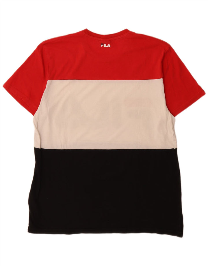 Fila Mens Graphic T-Shirt Top Medium Multicoloured Colourblock Cotton