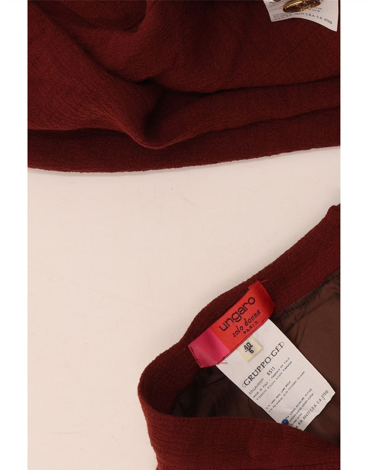 Ungaro Womens 5 Button 2 Piece Skirt Set IT 40 Small W28 Maroon Wool