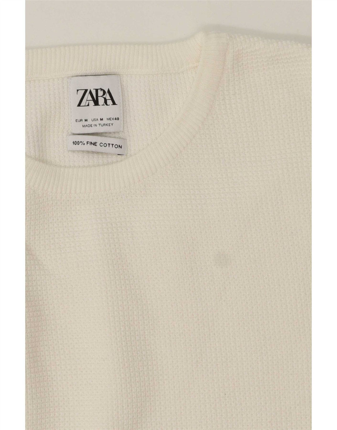 Maglione maglione girocollo da uomo Zara in cotone bianco medio