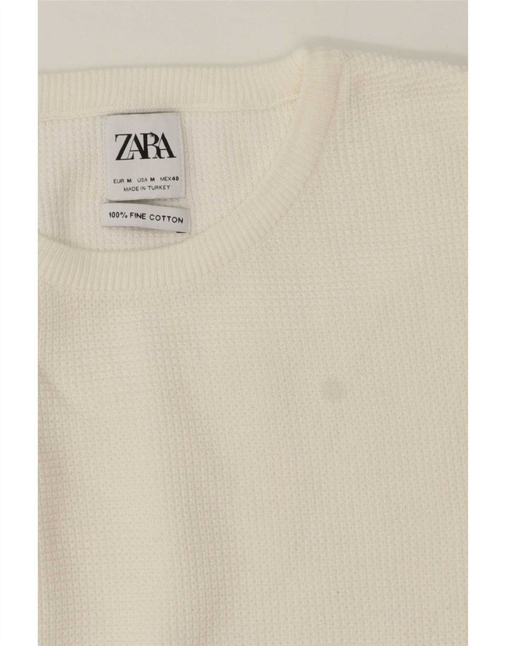 Maglione maglione girocollo da uomo Zara in cotone bianco medio
