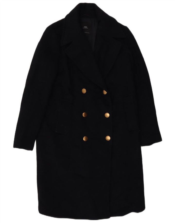 Zweireihiger Damenmantel von Zara, UK 14, mittleres Marineblau