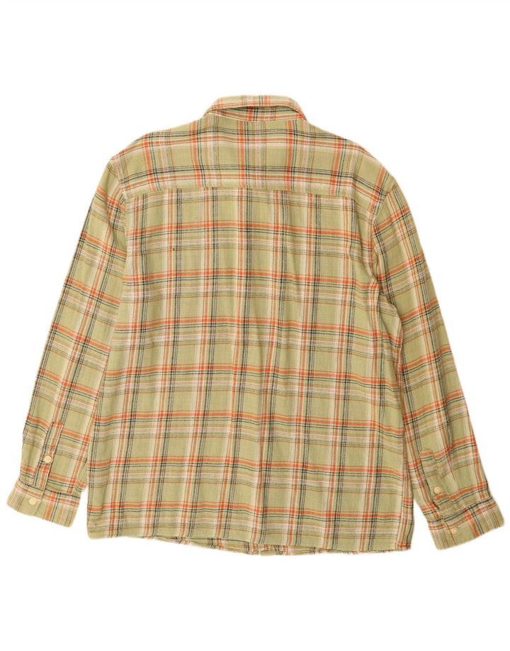 ZARA Mens Flannel Shirt Large Khaki Check Cotton