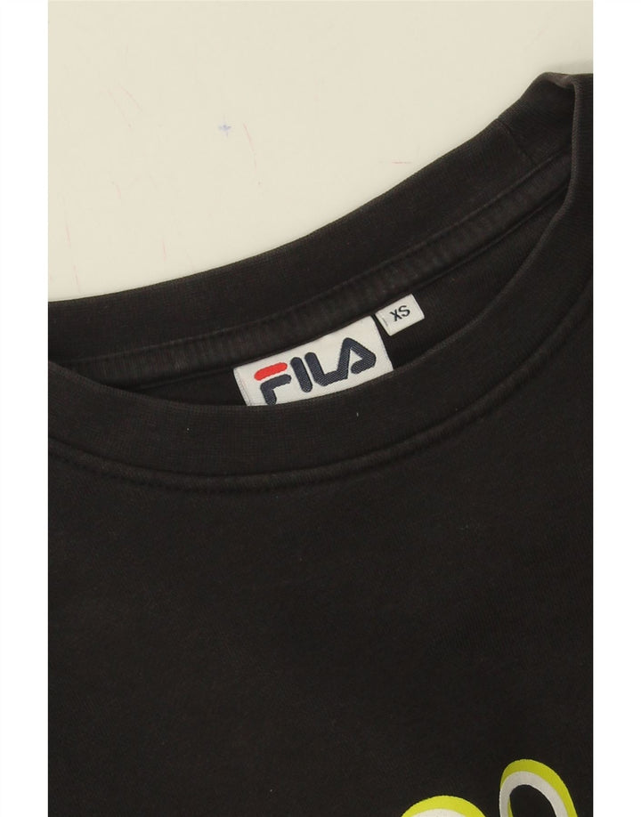 FILA Mens Graphic Sweatshirt Jumper XS Black Colourblock Vintage Fila and Second-Hand Fila from Messina Hembry 