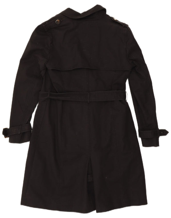 Hobbs Womens Trench Coat UK 12 Medium Black Cotton