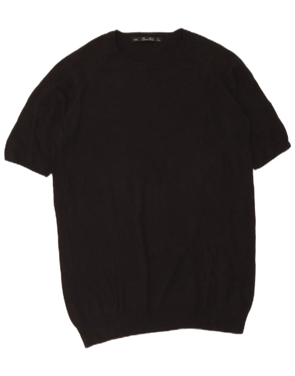 Maglione Zara da donna a maniche corte con scollo a barca UK 16 Large Nero