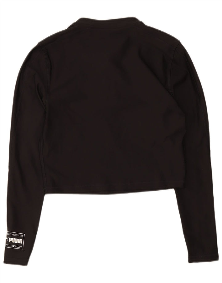 Puma Damen Crop Zip Neck Pullover Trainingsanzug Top UK 12 Medium Schwarz
