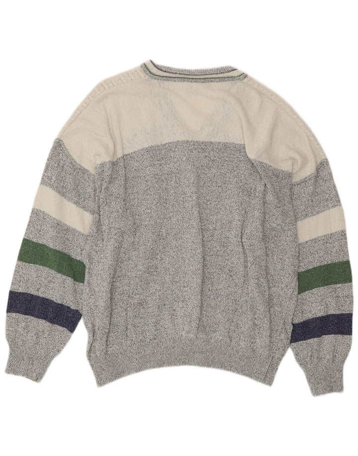 MONELLO Herre V-hals sweater XL Multifarvet Geometrisk