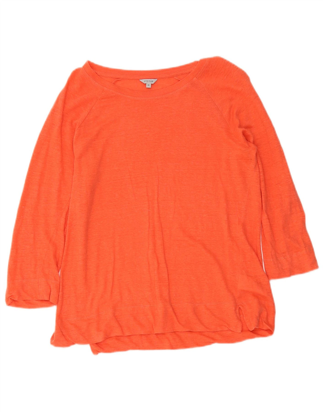 Jigsaw Womens Top 3/4 Sleeve UK 12 Medium Orange Linen