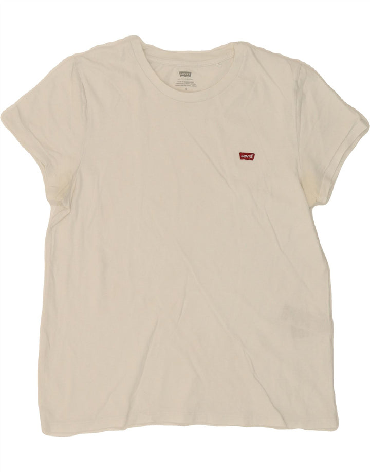 LEVI'S Womens T-Shirt Top UK 12 Medium White Cotton Vintage Levi's and Second-Hand Levi's from Messina Hembry 