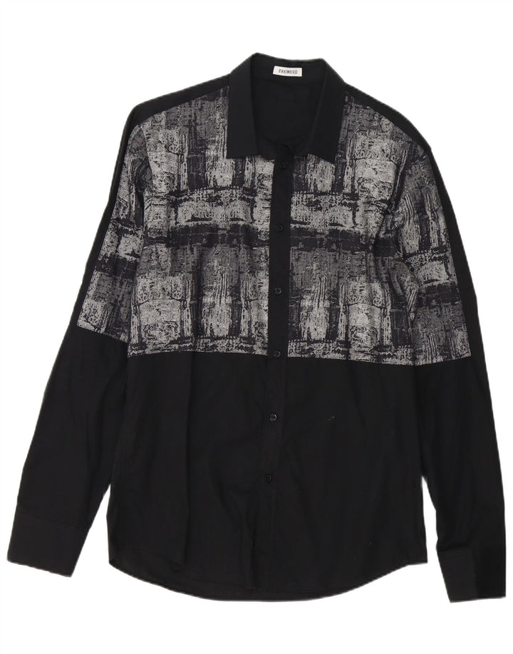 Bikkembergs Chemise à motif abstrait pour homme Large en coton noir
