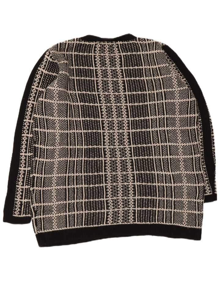 MARKS & SPENCER Womens Crew Neck Jumper Sweater UK 16 Large Black Check