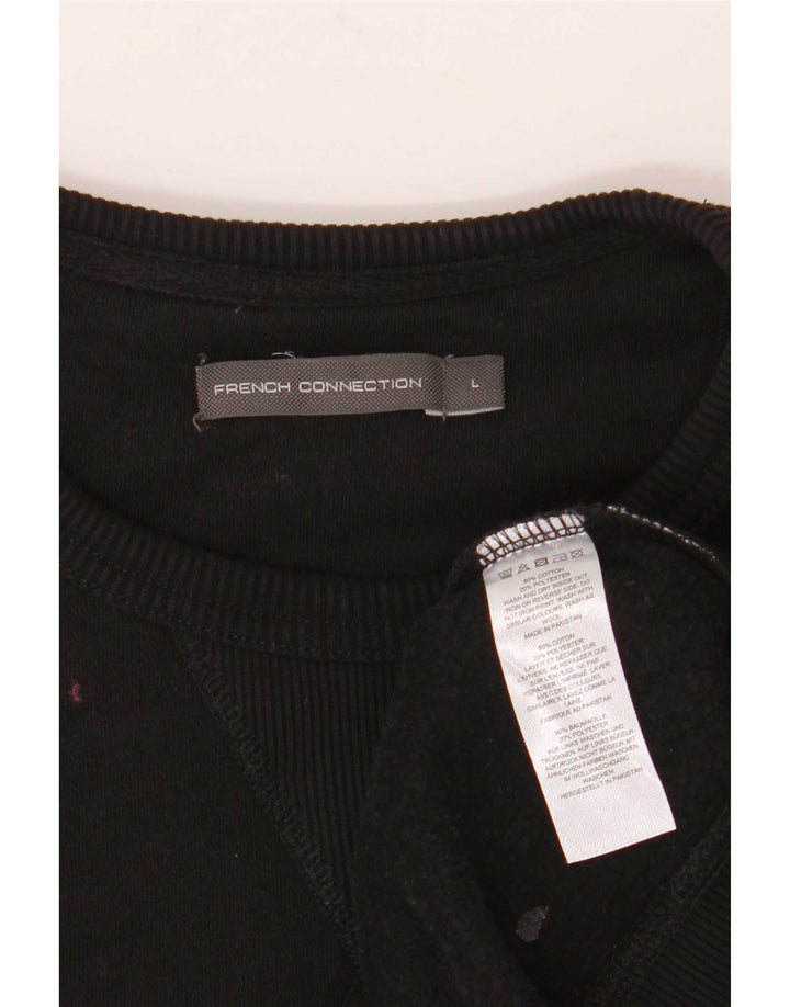 French Connection Mens Sweatshirt Jumper Large Black Cotton