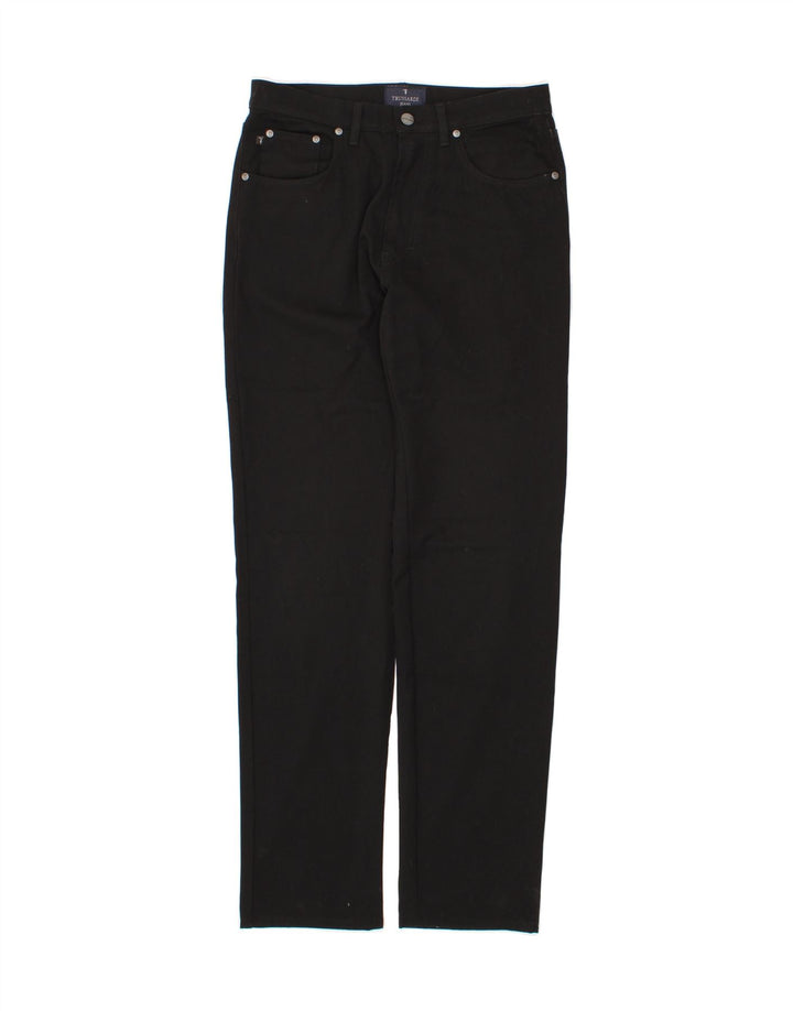 TRUSSARDI Mens Slim Casual Trousers W31 L34 Black Polyester Vintage Trussardi and Second-Hand Trussardi from Messina Hembry 