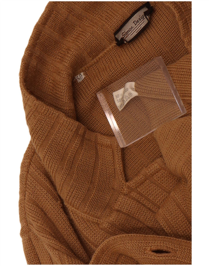 Vintage Mens Double Breasted Cardigan Sweater IT 50 Medium Brown Wool