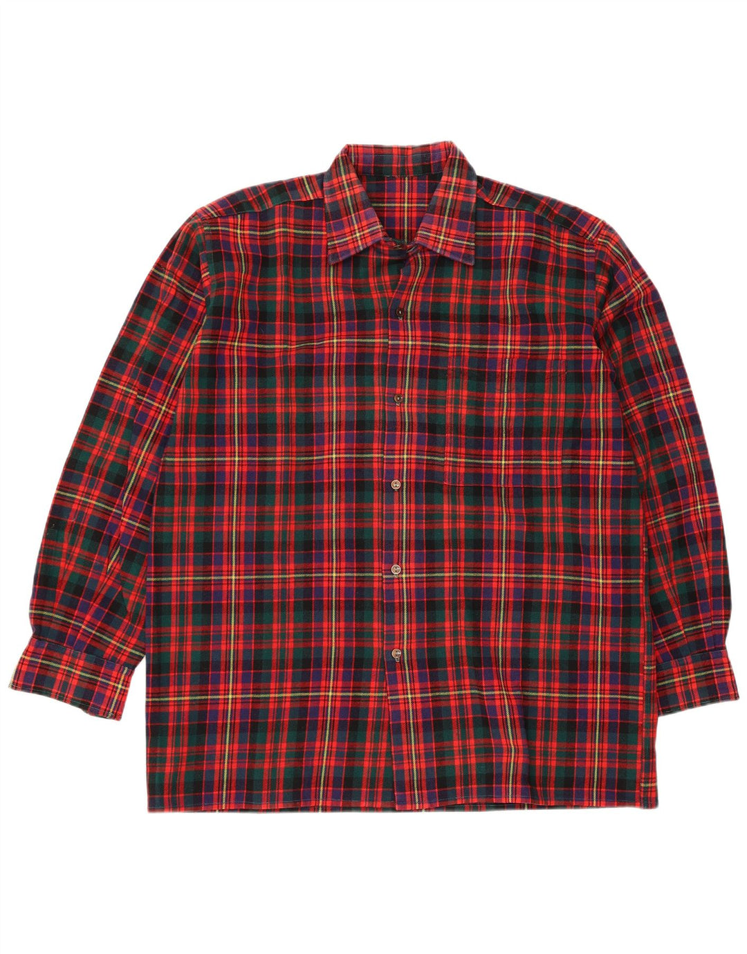 Vintage Mens Flannel Shirt Medium Red Check