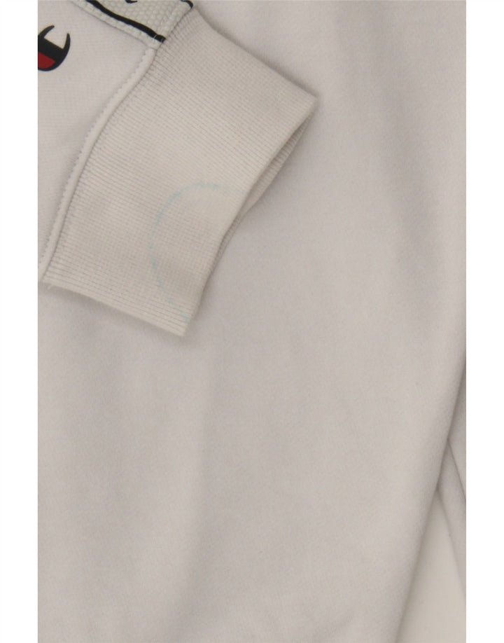 CHAMPION Mens Graphic Sweatshirt Jumper Medium White Cotton Vintage Champion and Second-Hand Champion from Messina Hembry 