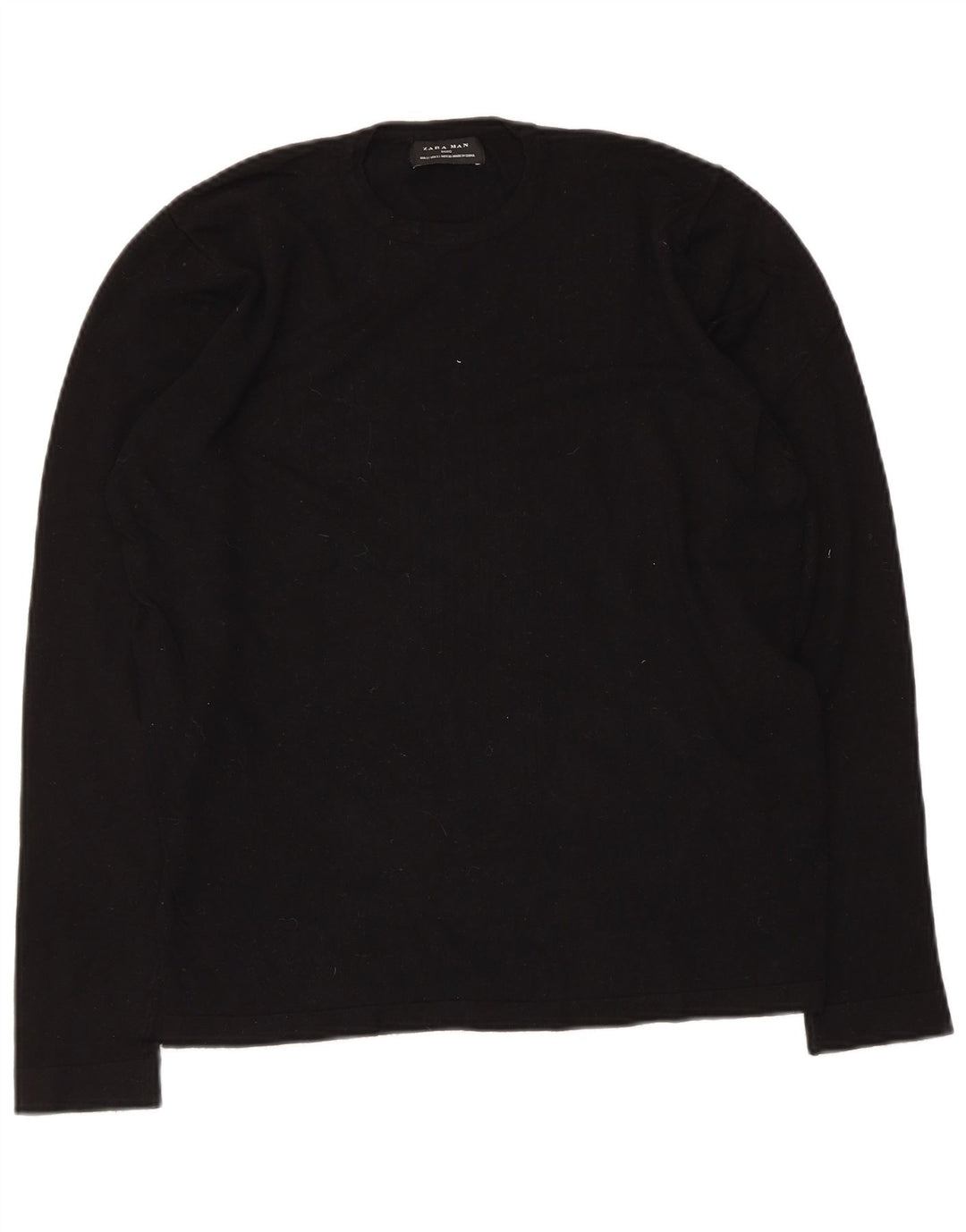 Zara Mens Top Long Sleeve Small Black Viscose