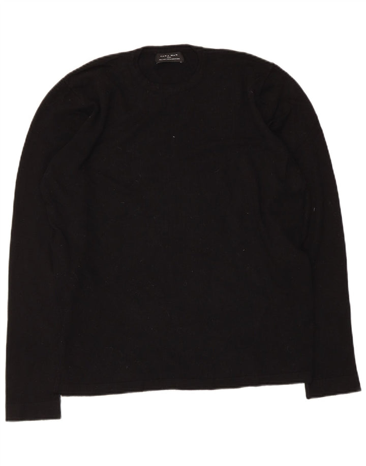 Zara Mens Top Long Sleeve Small Black Viscose
