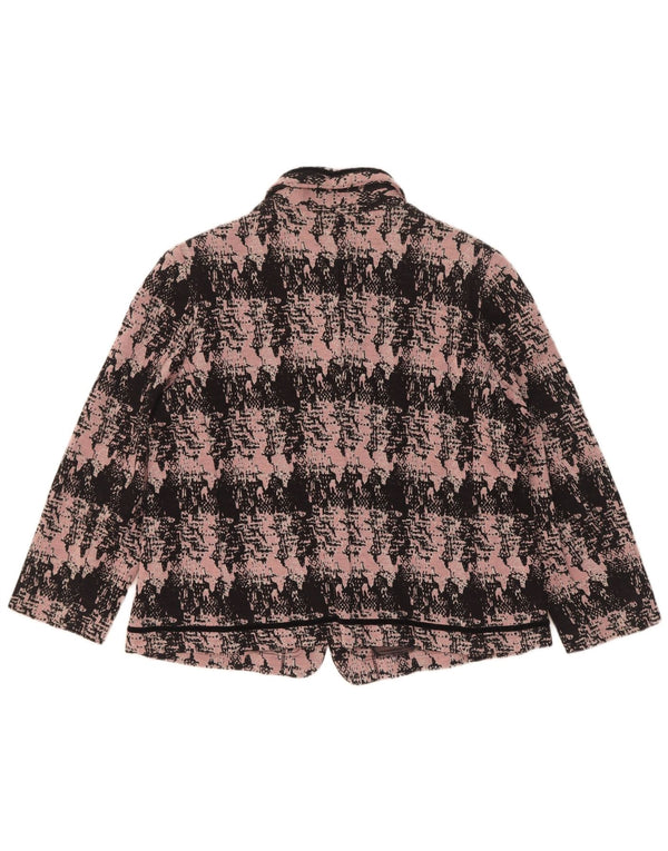 Jaqueta blazer feminina Domina com padrão abstrato de 5 botões IT 52 2XL lã rosa