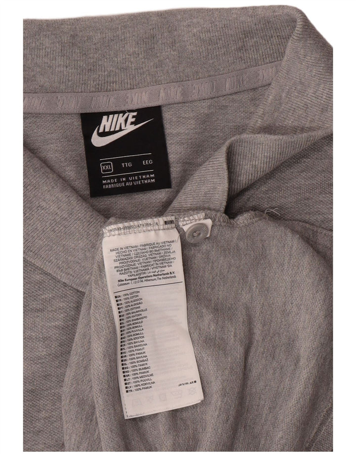 NIKE Mens Polo Shirt 2XL Grey Cotton