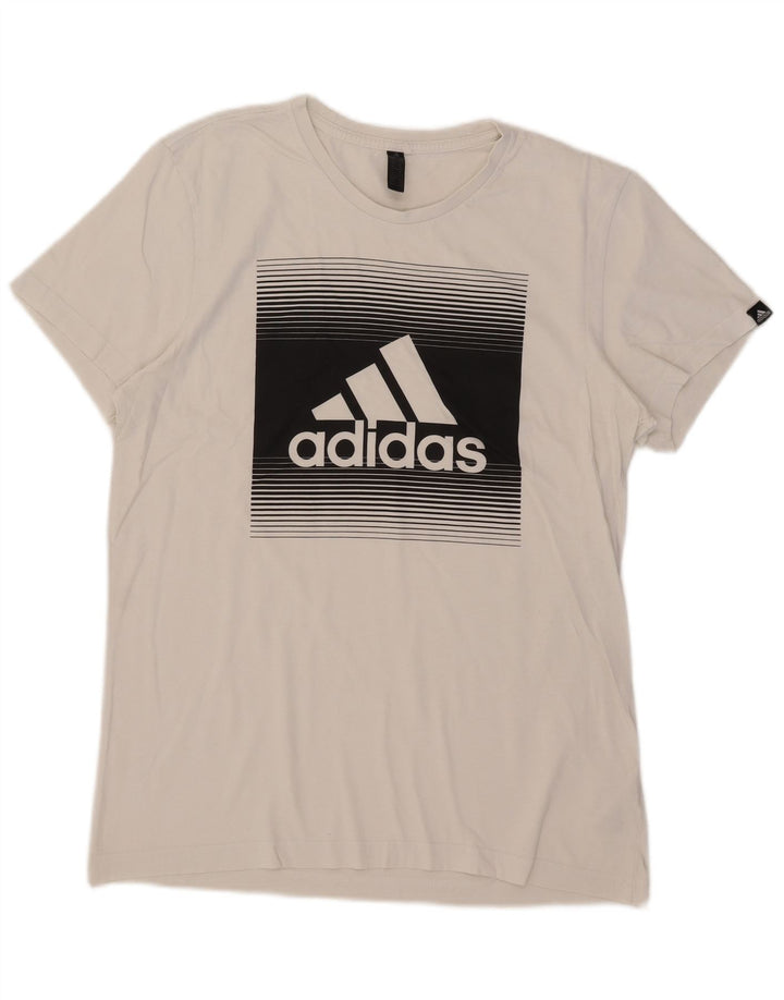 Adidas Mens Graphic T-Shirt Top Medium White Cotton