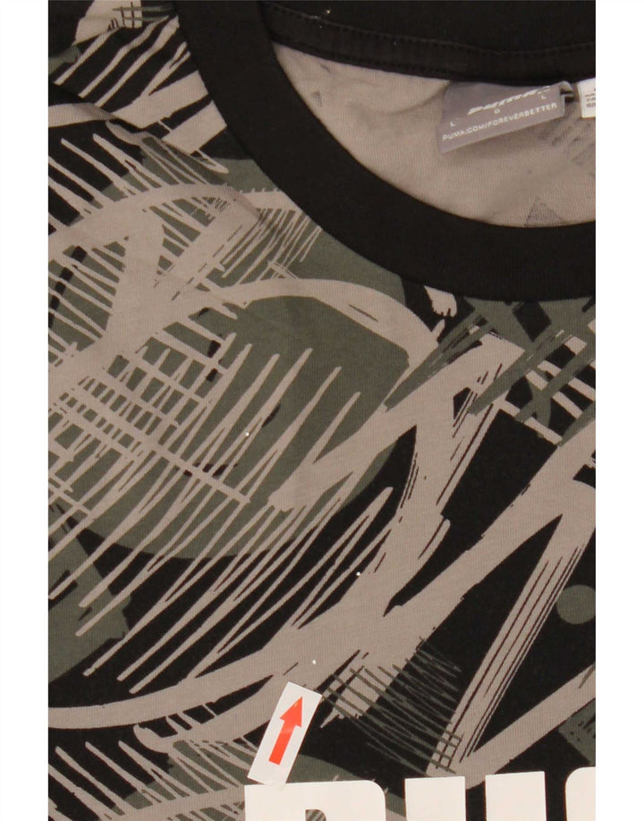 Puma T-shirt graphique à motif abstrait pour homme, grand, noir, coton