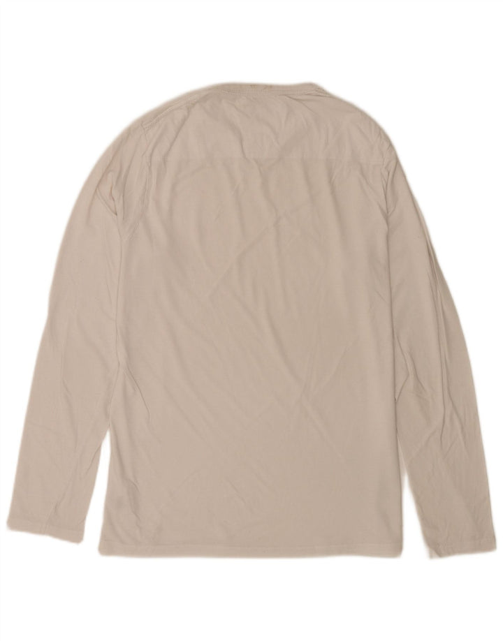 French Connection Mens Top Long Sleeve Large Off White Cotton