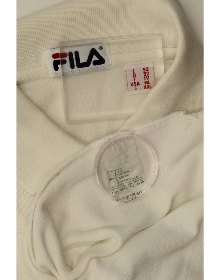 FILA Mens Polo Shirt IT 52 Large White Cotton Vintage Fila and Second-Hand Fila from Messina Hembry 