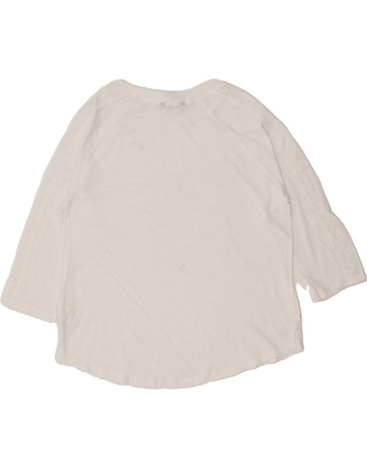 EDDIE BAUER Womens Top 3/4 Sleeve UK 12 Medium White Cotton Vintage Eddie Bauer and Second-Hand Eddie Bauer from Messina Hembry 
