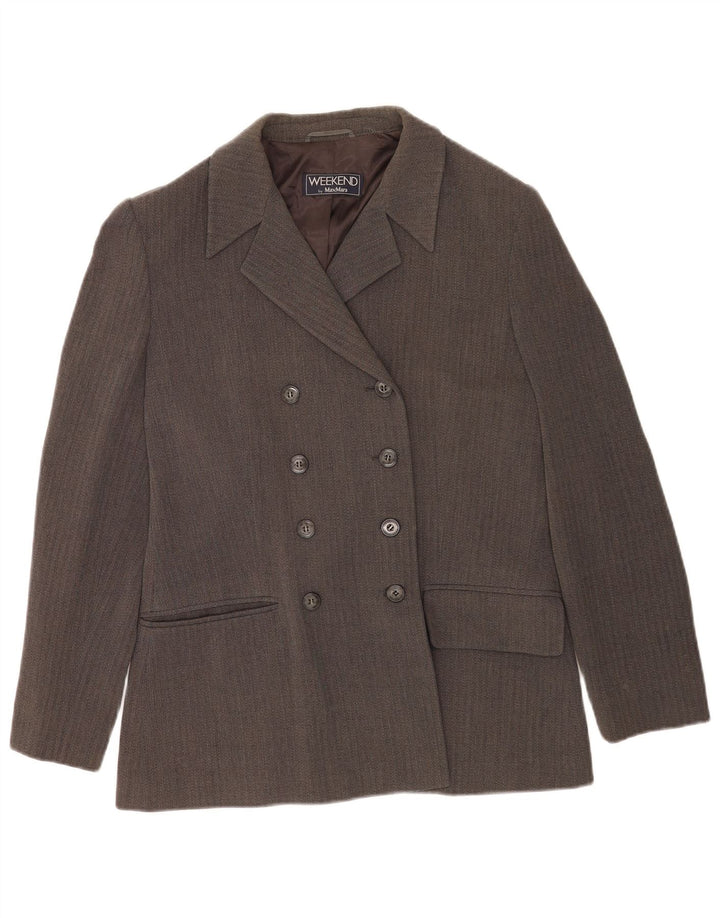 Max Mara Womens Weekend Blazer Jacket UK 16 Large Grey Chevron