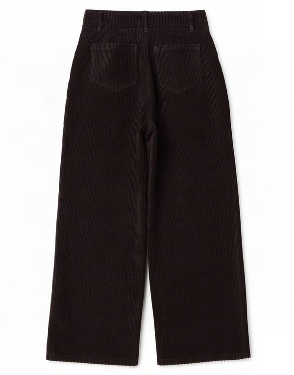 Benetton Womens Wide Leg Capri Corduroy Bukser XS W24 L20 Sort Polyester
