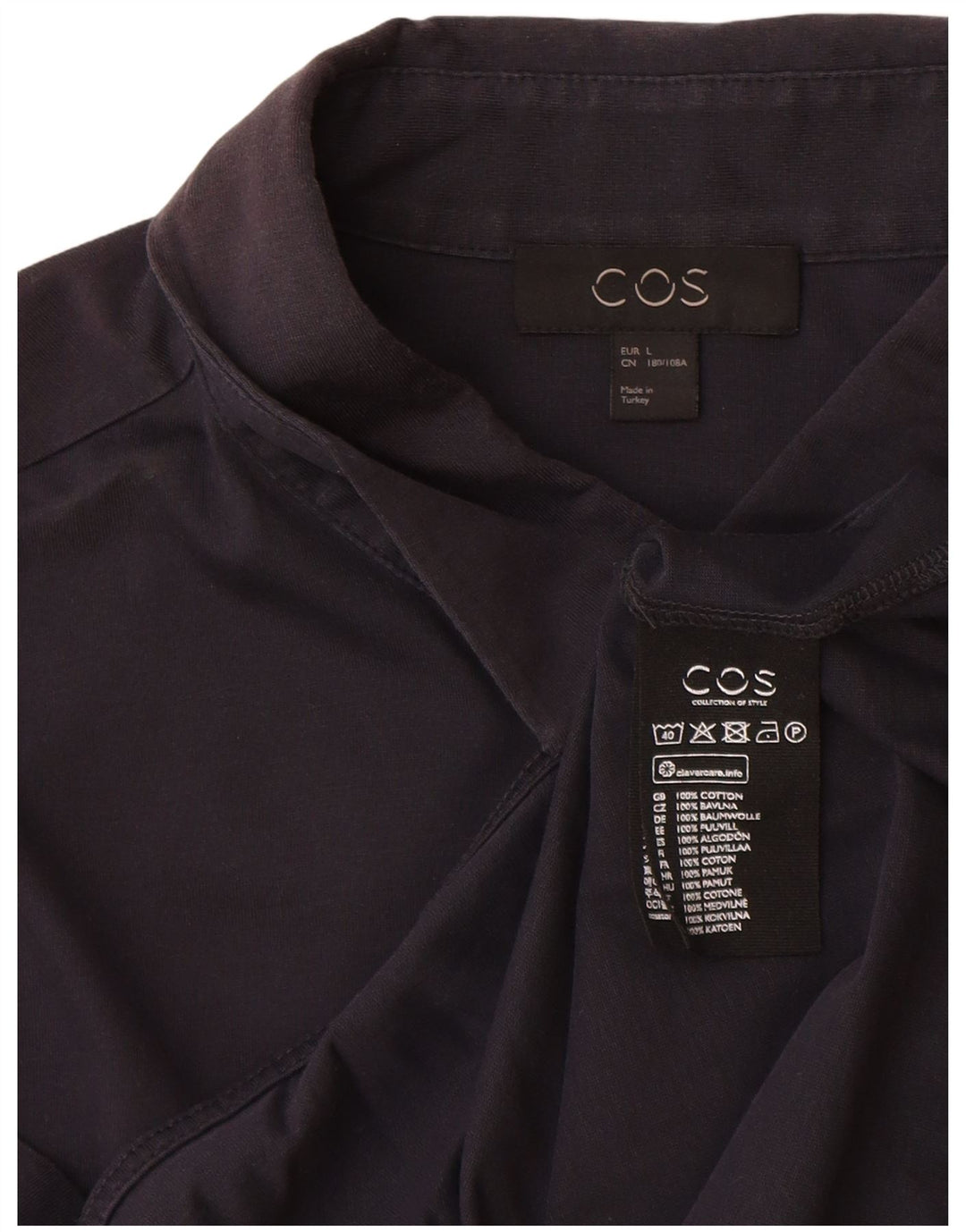 Cos Mens Short Sleeve Shirt Large Navy Blue Cotton