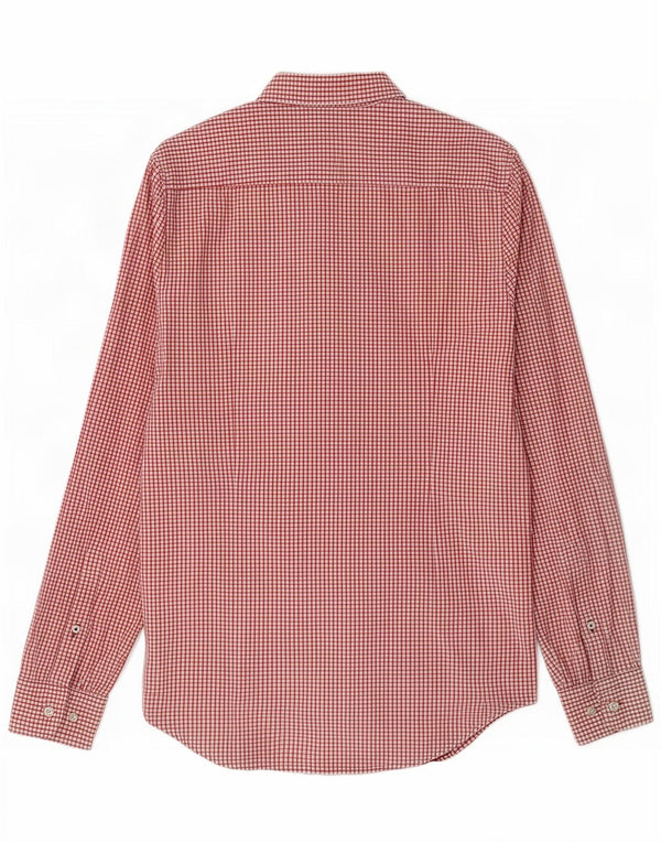 Tommy Hilfiger Mens Slim Fit Shirt Medium Red Gingham Cotton