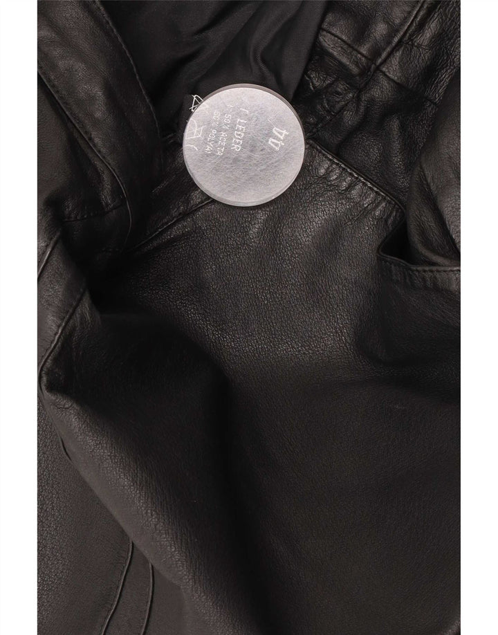Vintage Womens Leather Skirt IT 44 Medium W32 Black Leather