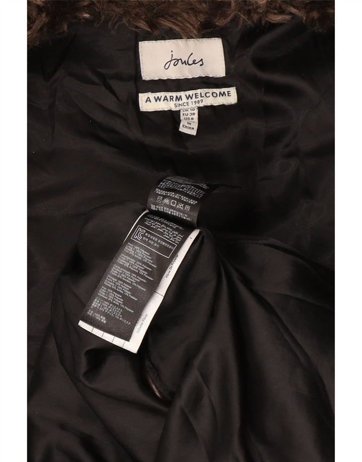 JOULES Dame hætte polstret frakke UK 10 Lille sort polyester