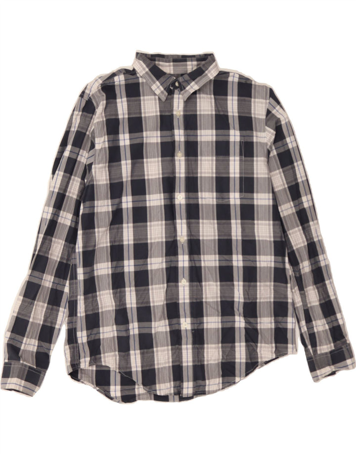 EDDIE BAUER Mens Shirt Large Navy Blue Check Cotton Vintage Eddie Bauer and Second-Hand Eddie Bauer from Messina Hembry 