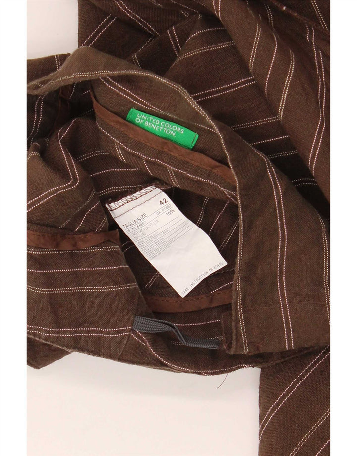 Benetton Womens Wrap Asymmetrical Skirt IT 42 Medium W32 Brown Striped