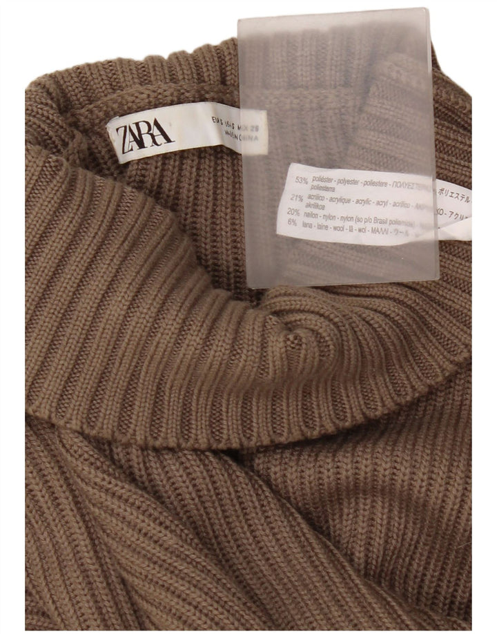 Zara Womens Oversized Turtle Neck Jumper Sweater UK 10 Small Brown