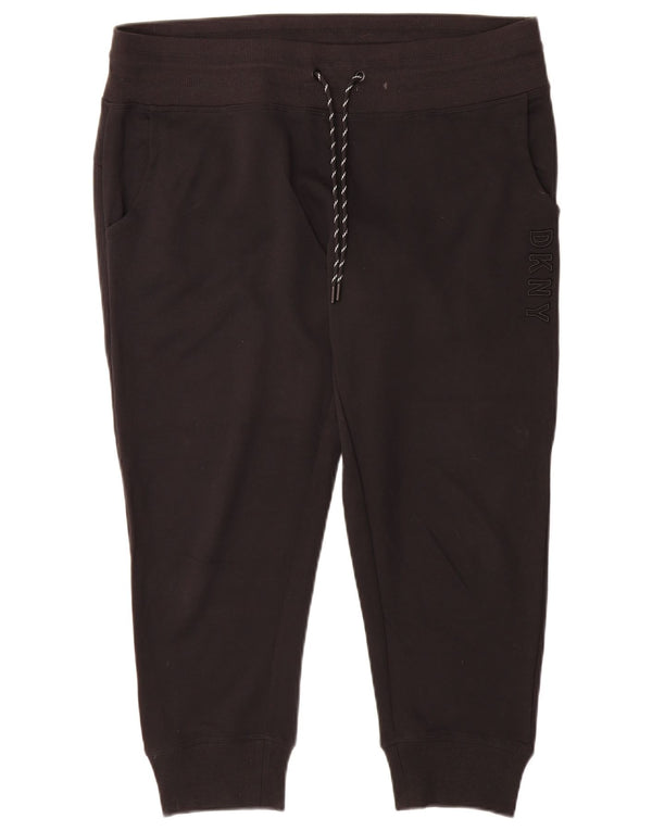 Dkny Womens Graphic Crop Træningsdragt Bukser Joggers UK 16 Large Black