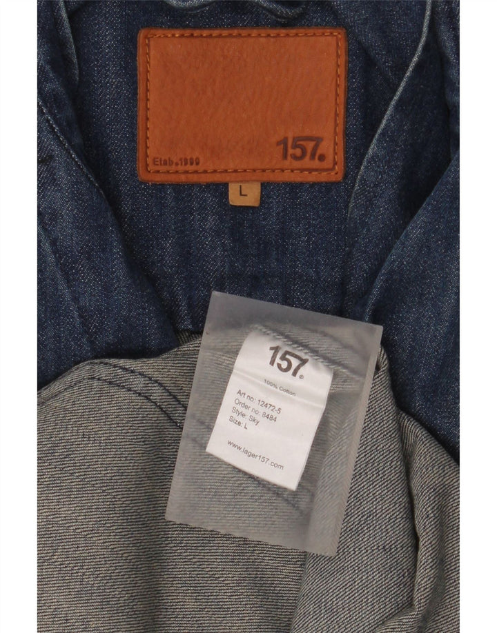 Lager 157 Mens Denim 5 Button Blazer Jacket UK 40 Large Blue Cotton