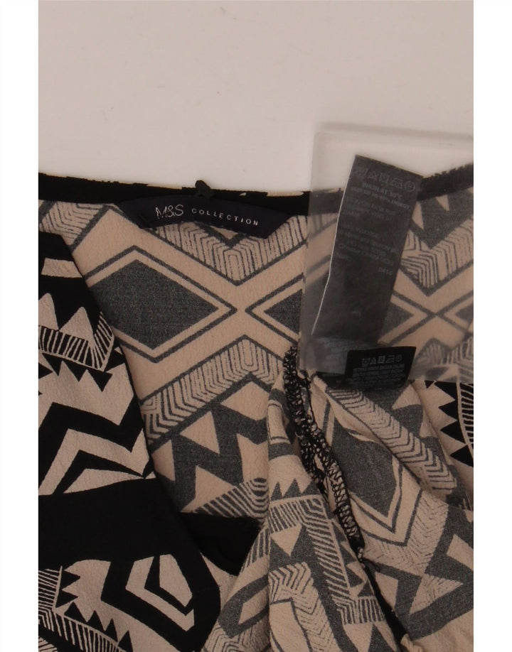Marks & Spencer Womens Blouse Top UK 16 Large  Black Geometric Viscose