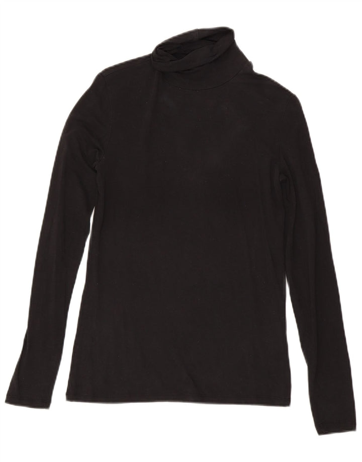 Massimo Dutti Damen Top Langarm UK 8 Small Schwarz Lyocell