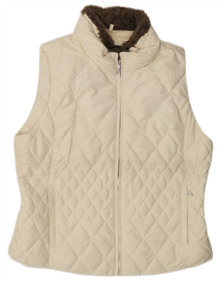 Damska wyściełana kamizelka Eddie Bauer UK 16, duża, złamana biel, poliester