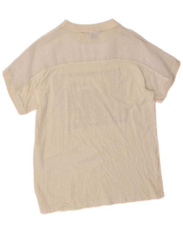 Vintage Kvinders Grafisk T-Shirt Top UK 14 Medium Hvid Bomuld