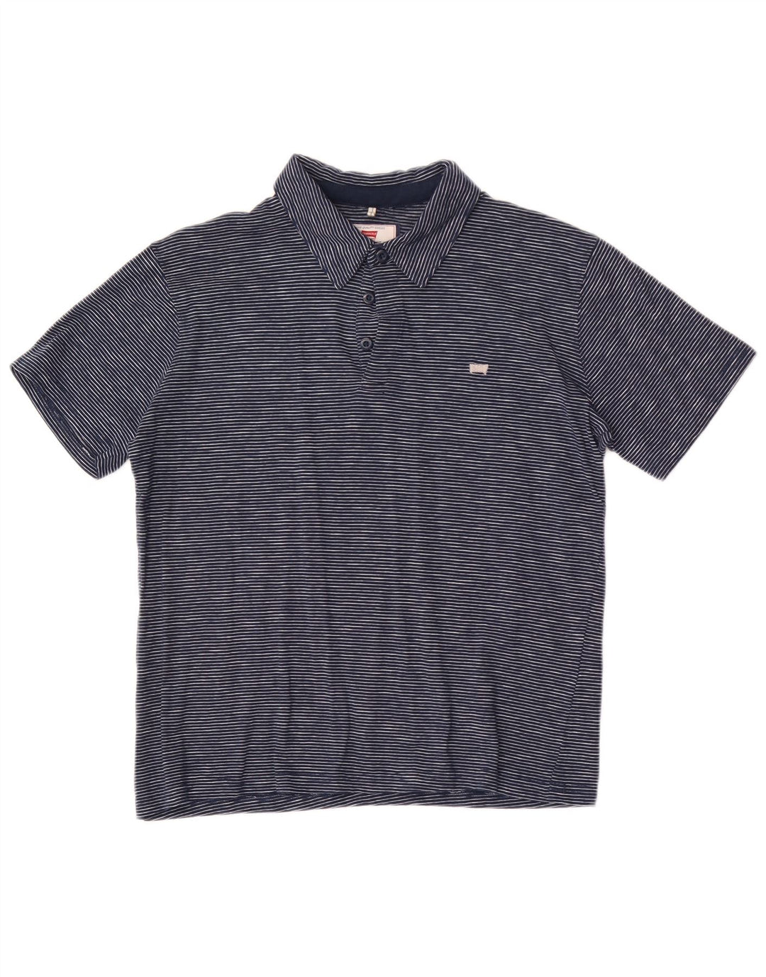 Carrera Mens Polo Shirt Small Navy Blue Pinstripe