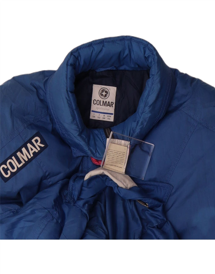 COLMAR Mens Graphic Padded Gilet IT 54 2XL Blue Colourblock Polyester Vintage Colmar and Second-Hand Colmar from Messina Hembry 