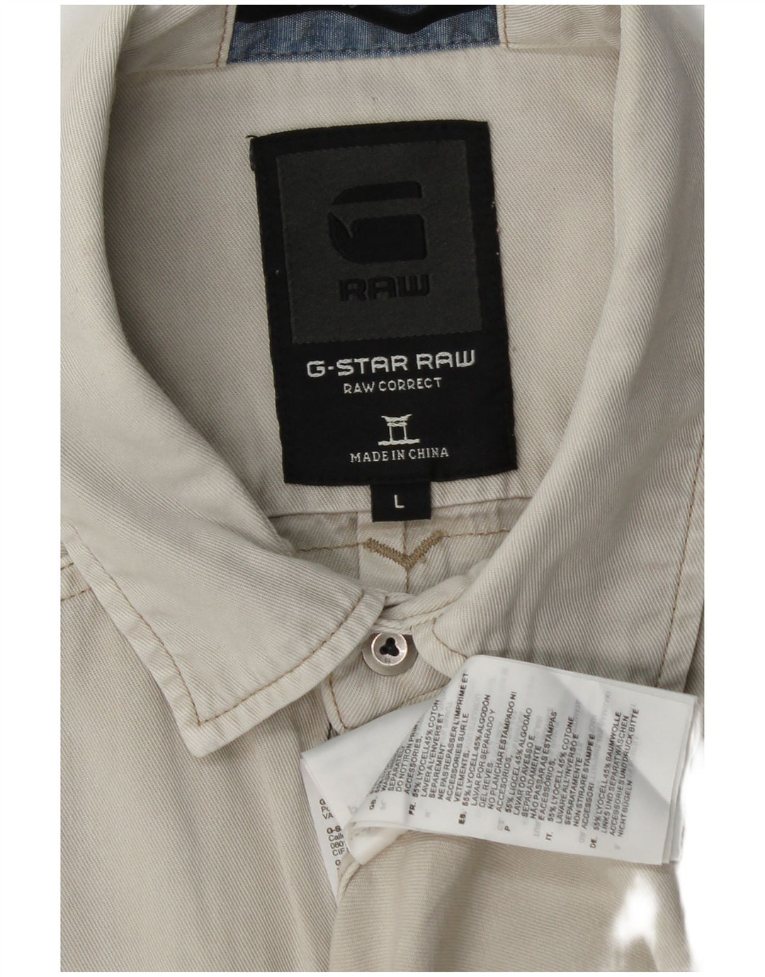 G-STAR Mens Short Sleeve Denim Shirt Large Grey Lyocell