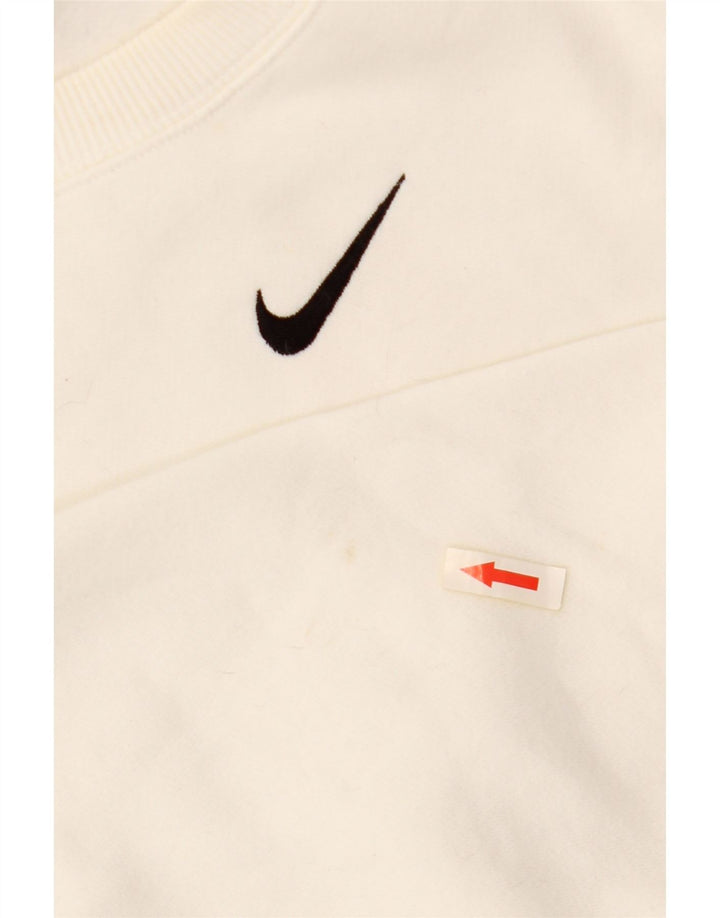 NIKE Womens Crop Oversized Sweatshirt Jumper UK 14 Medium White Cotton