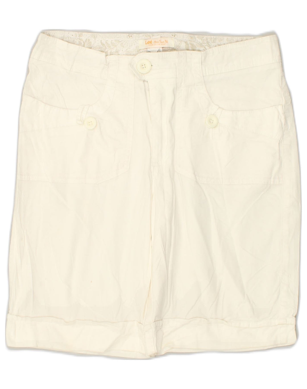 LEE Womens Chino Shorts US 10 Large W30 White Cotton | Vintage Lee | Thrift | Second-Hand Lee | Used Clothing | Messina Hembry 
