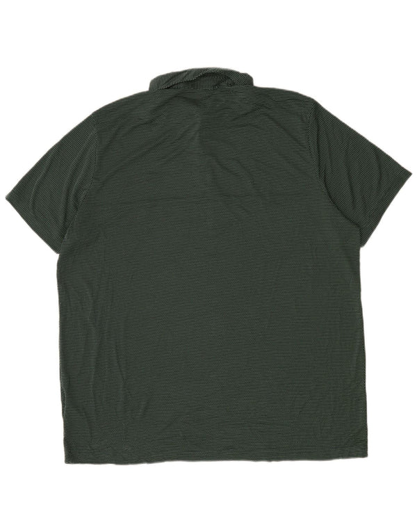 Мужская рубашка-поло Adidas 2XL зеленая, полиэстер с цветными блоками